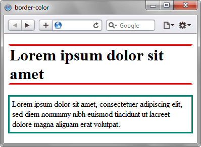 Использование свойства border-color