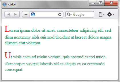 Использование свойства color