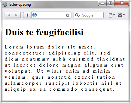 Применение свойства letter-spacing