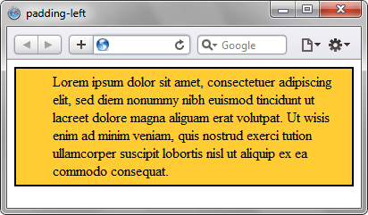 Применение свойства padding-left
