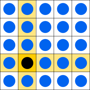Вид поля при наведении на клетку курсора мыши